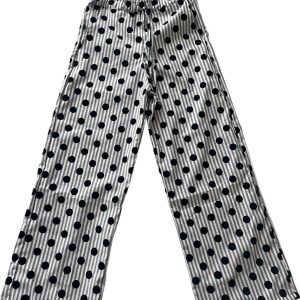 Pantalón Vichy Lunar De Terciopelo Negro.