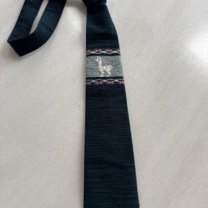 Corbata Alpaca Peruana Verde Jaspeada Azul Marino.